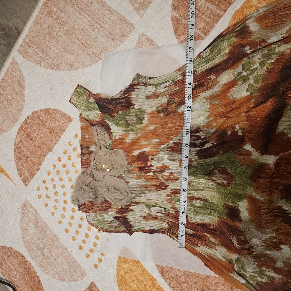 Sunny Leigh Floral Multicolor Sleeveless Dress Sheer Sz Large - Picture 10 of 10